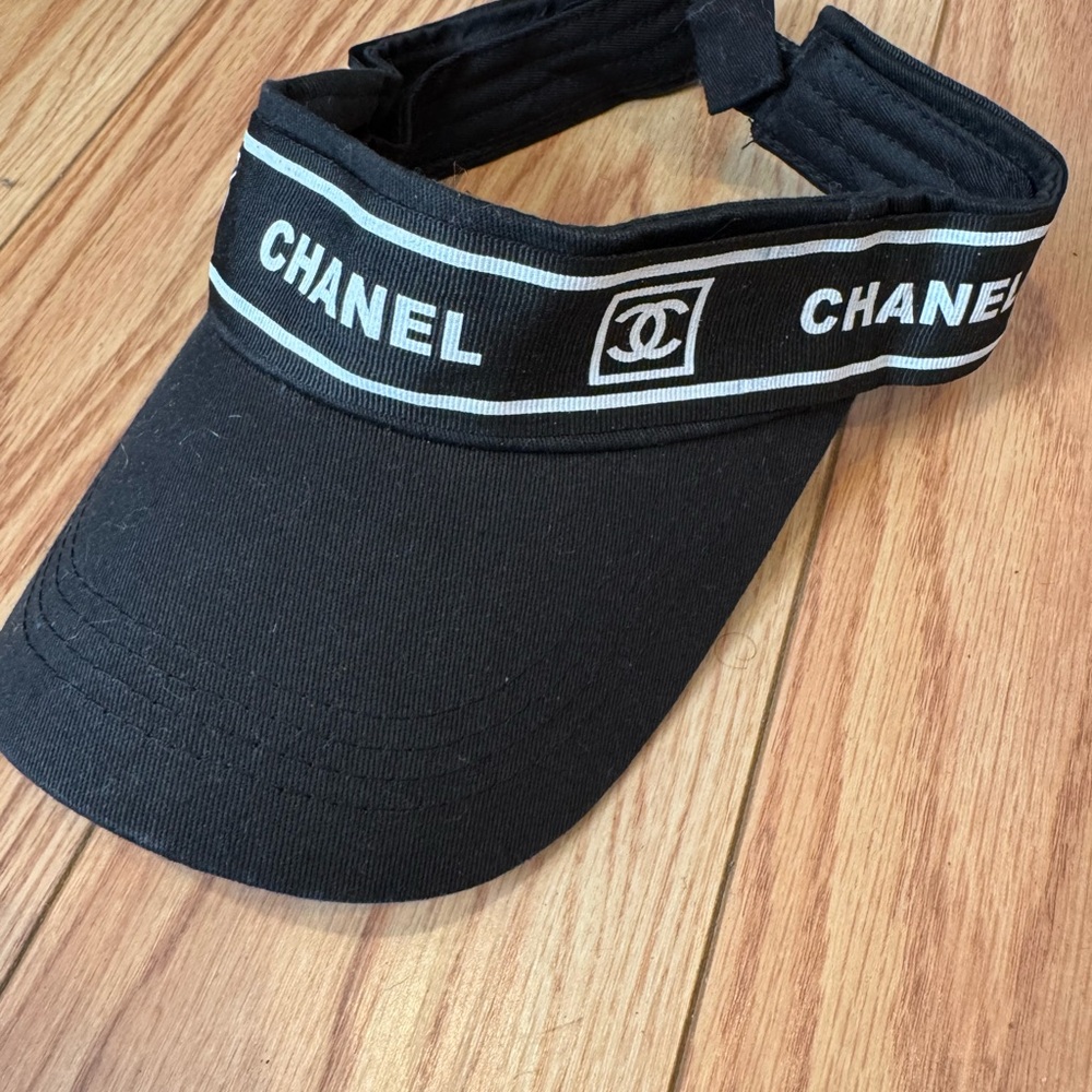 CHANEL Black and White Logo Visor